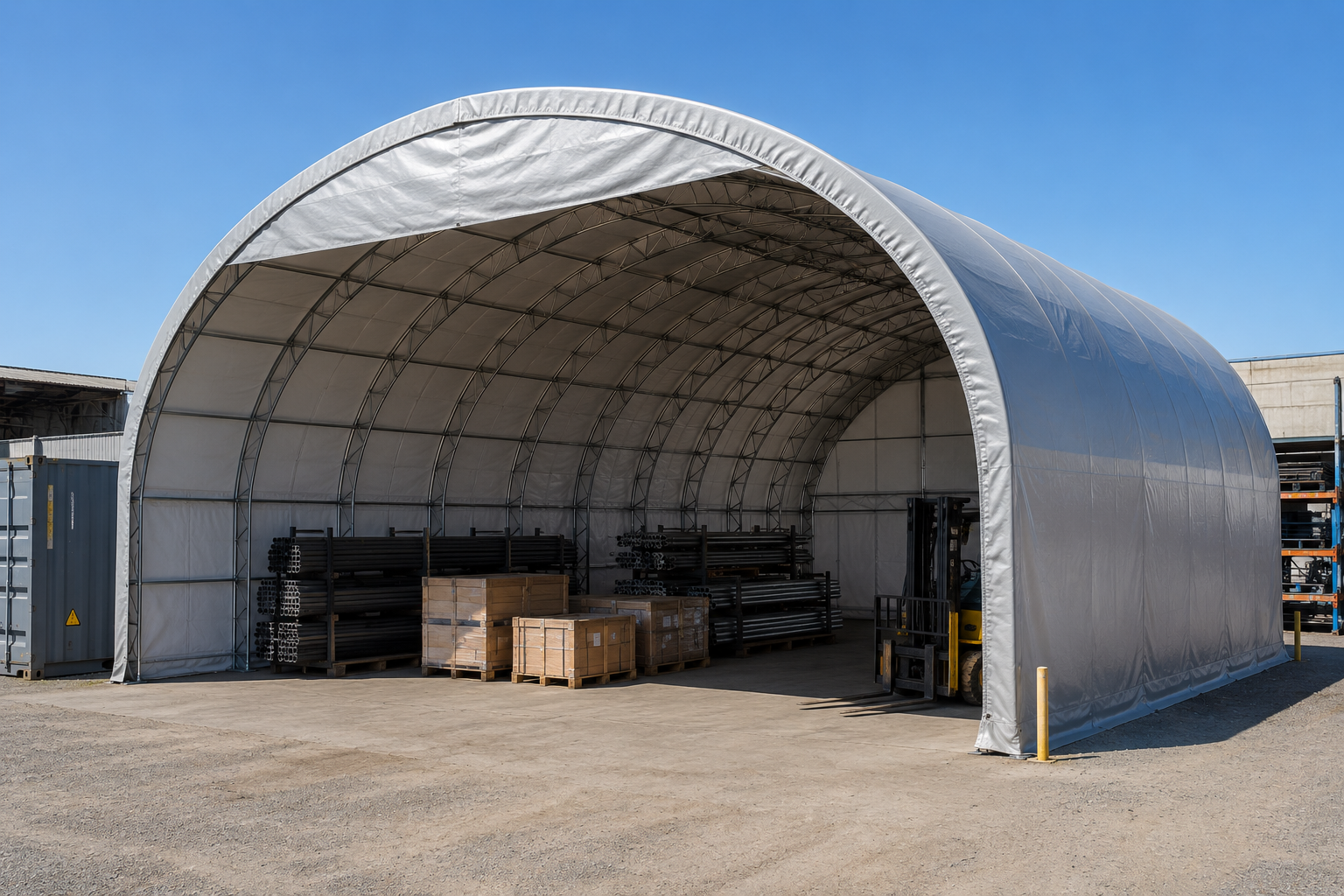 Carpa tipo hangar industrial Carpa tipo hangar industrial para almacenamiento y faenas